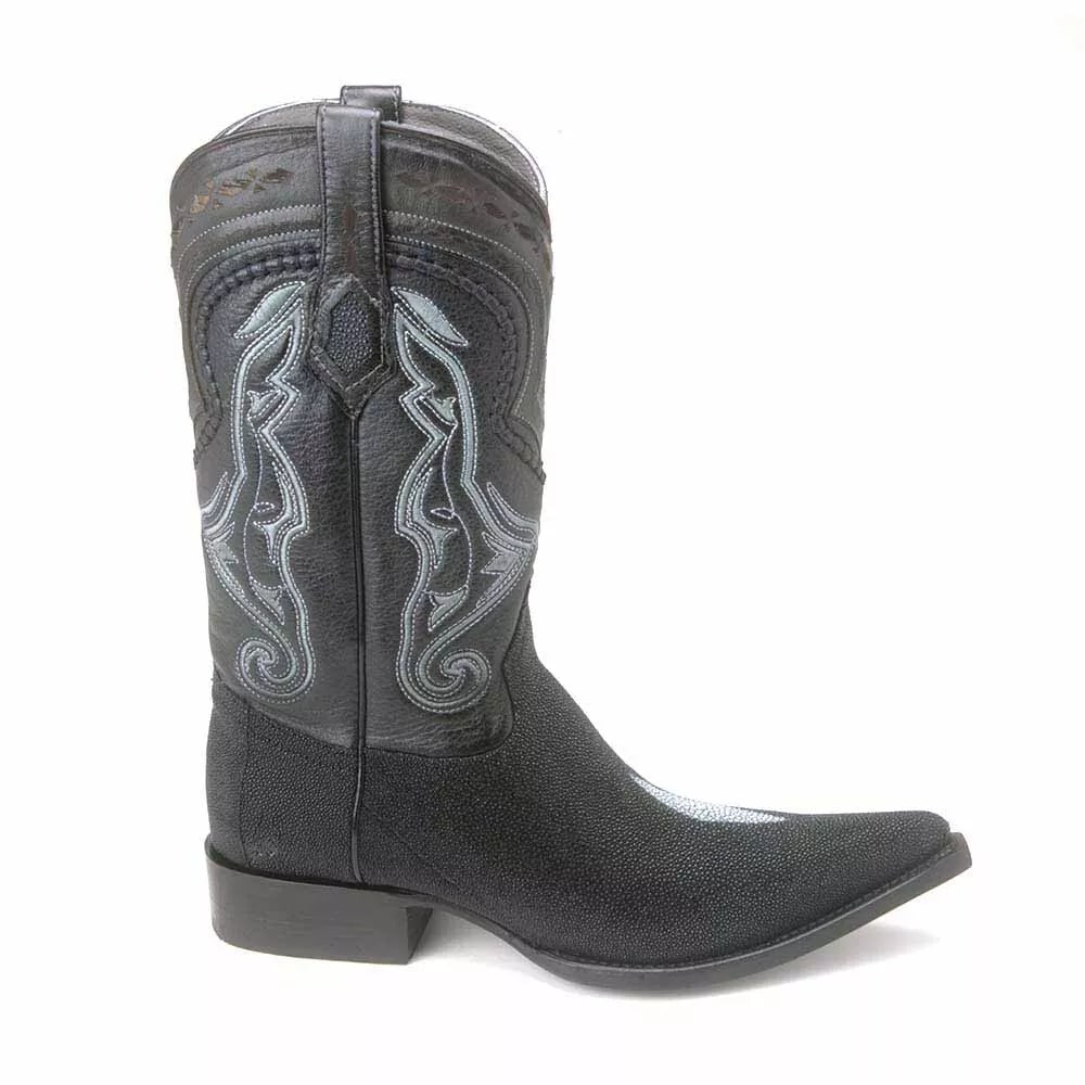 Los Altos Black Stingray Single Stone 3X Toe Men’s Boot 2   - from alligatorwarehouse.com