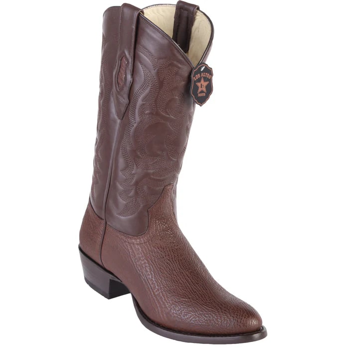 Los Altos Boots - Mens Dress Cowboy Boot - Low Priced Brown Sharkskin Western Boots R-Toe- in Brown 1   - from alligatorwarehouse.com