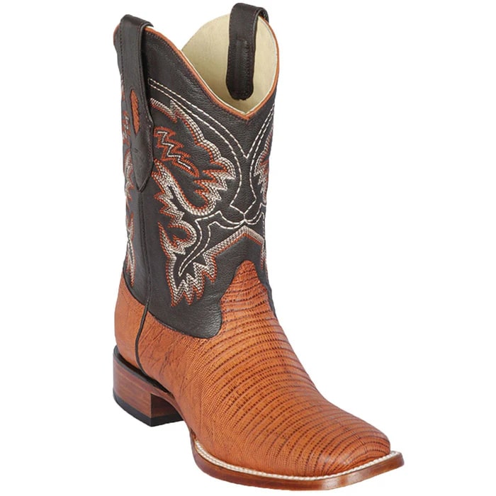 Los Altos Boots - Mens Dress Cowboy Boot - Low Priced Lizard Skin Square Toe Boots- in Honey 1   - from alligatorwarehouse.com