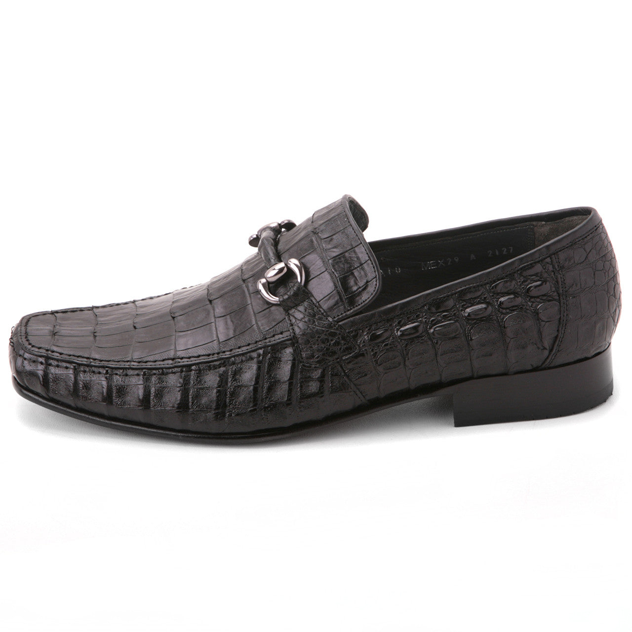 Los Altos Black Genuine Caiman Crocodile Belly Slip-On Loafers 6   - from alligatorwarehouse.com