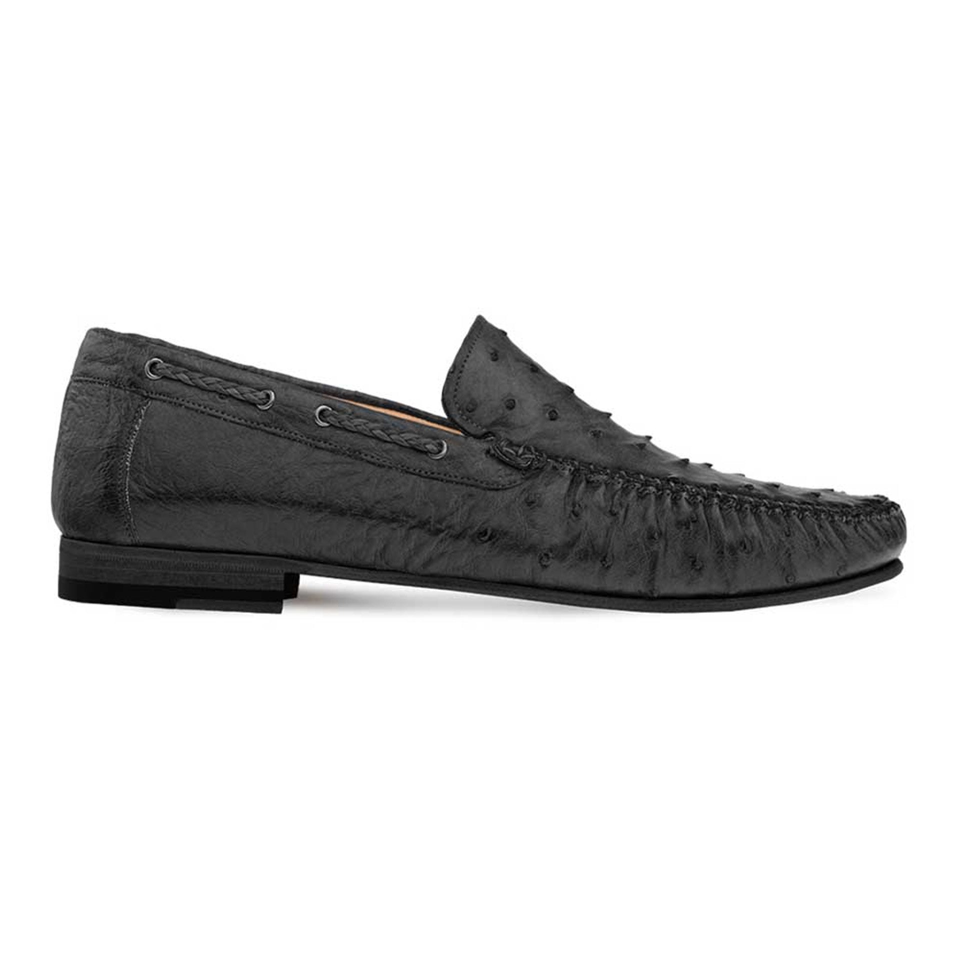 Genuine Ostrich Black Moccasin Slip-on Loafers For Men By Mezlan Made In Spain Brand 4   - from alligatorwarehouse.com
