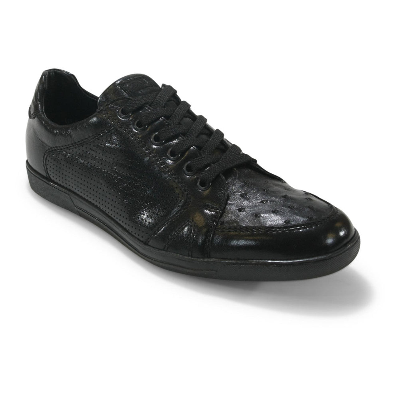 Los Altos Black Genuine Ostrich Casual Shoes 3   - from alligatorwarehouse.com