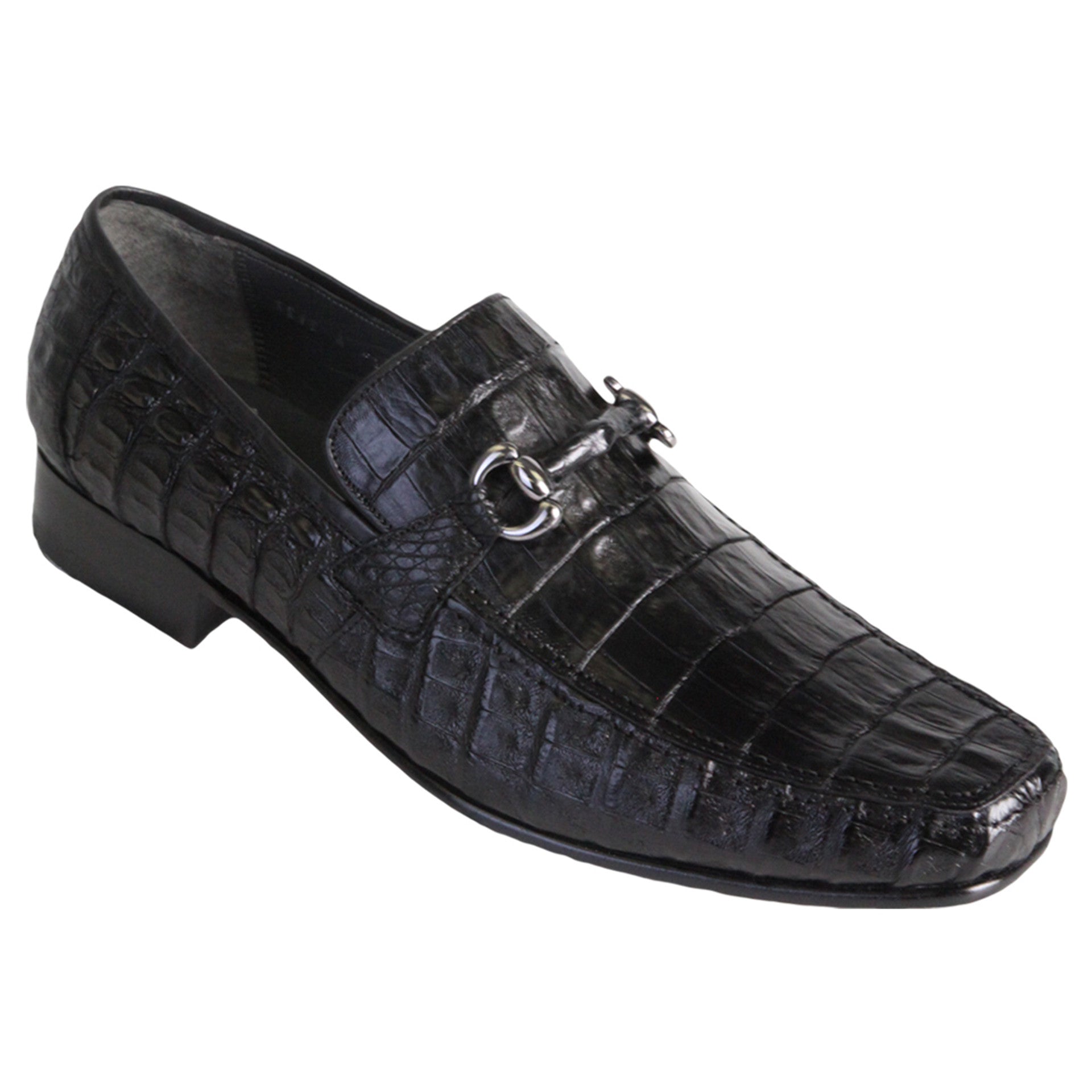 Los Altos Black Genuine Caiman Crocodile Belly Slip-On Loafers 1   - from alligatorwarehouse.com