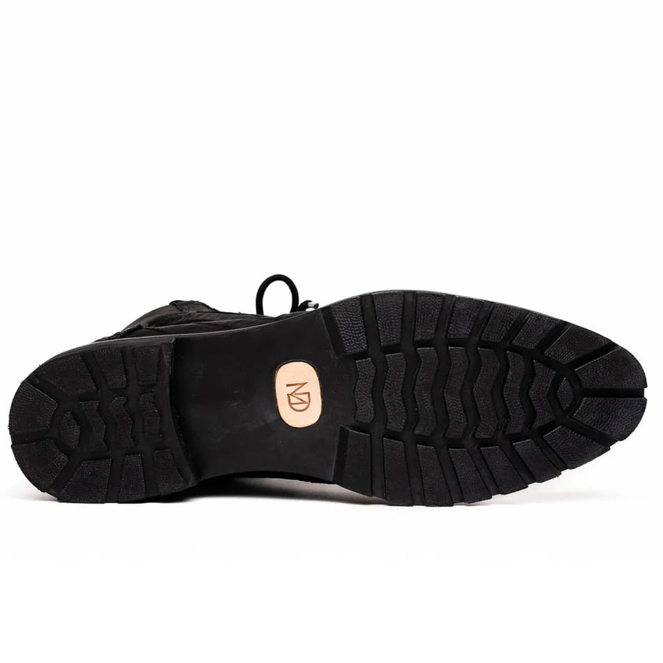 Marco Di Milano Leoni Men's Shoes Oil Black Genuine Caiman Crocodile Rugged Rubber Boots 5 LEONI_CAIMAN FUSCUS_OIL BLACK_8  - from alligatorwarehouse.com