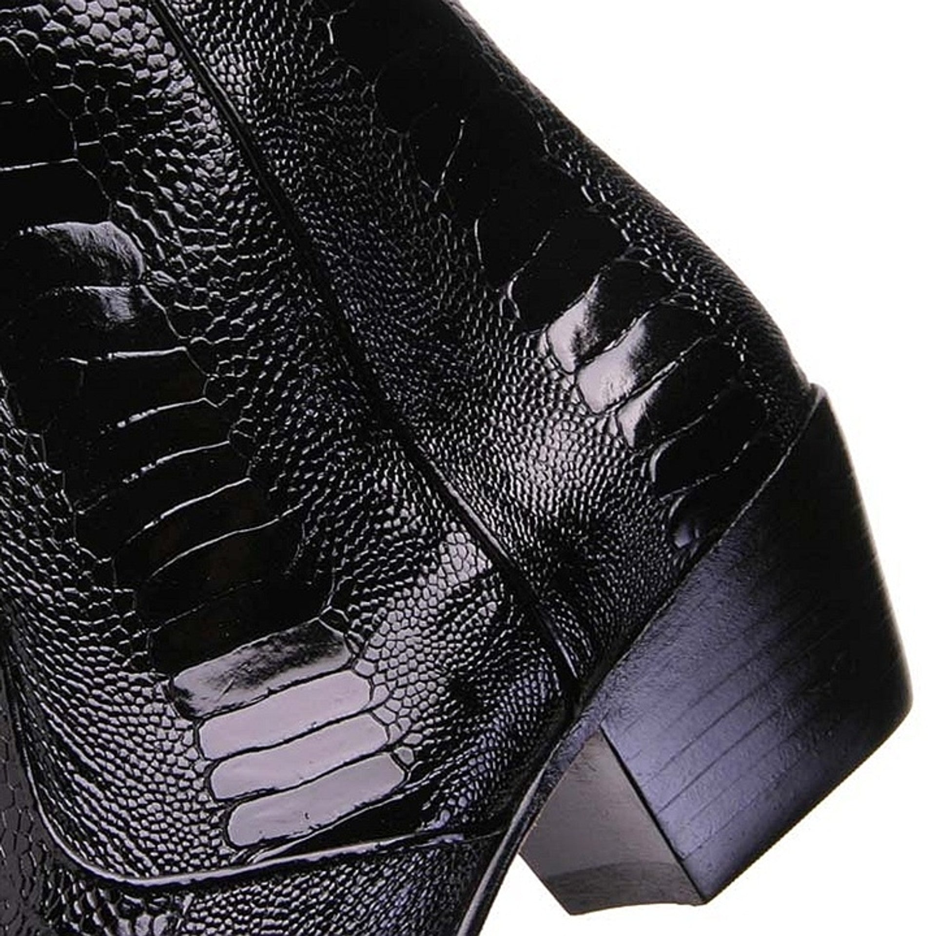 Los Altos Mens Black Genuine Ostrich Leg Leather Ankle Boots 5   - from alligatorwarehouse.com