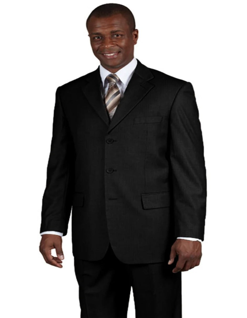 Pleated Suit - Mens Suits With Pleated Pant - Regular Fit Suit - Black Regular Suit