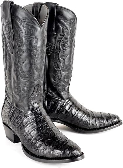 Original Black Caiman (Gator) Belly Skin Round Toe Boot 3   - from alligatorwarehouse.com