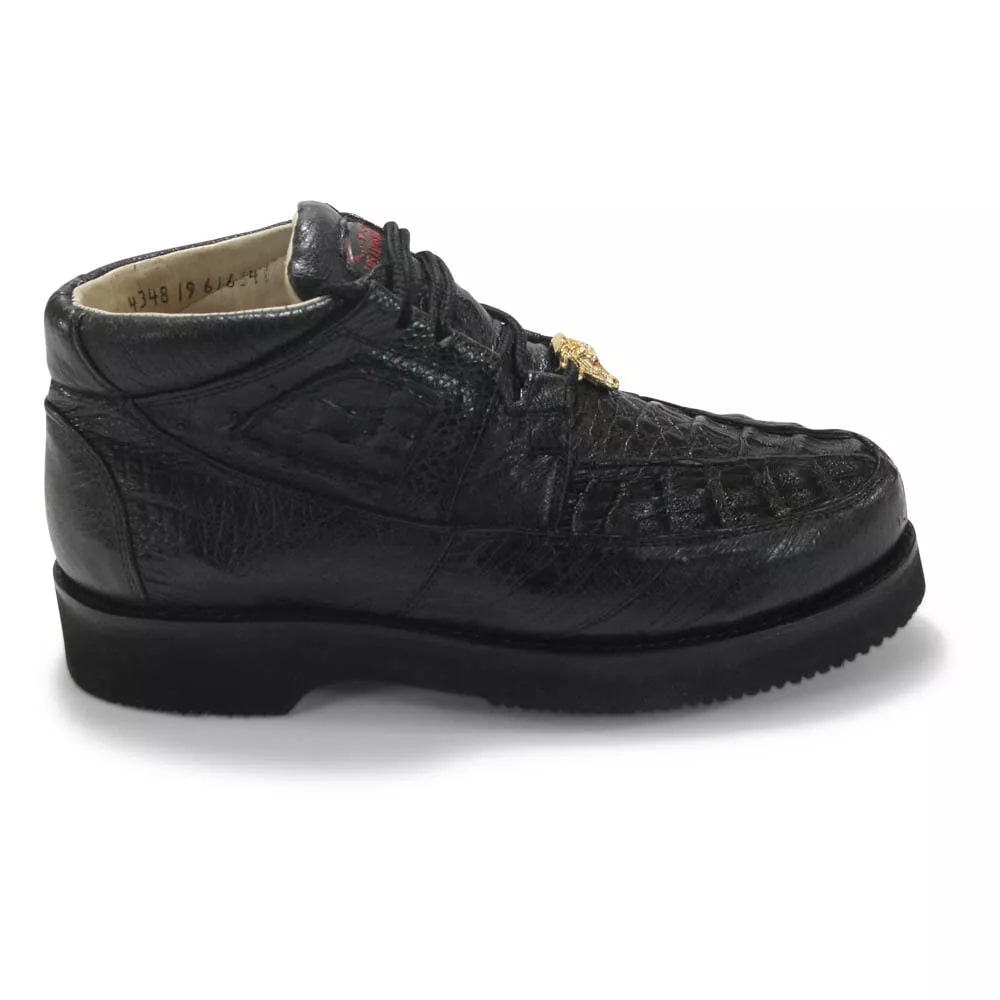 Los Altos Black Caiman Belly & Ostrich Casual Shoes 2   - from alligatorwarehouse.com