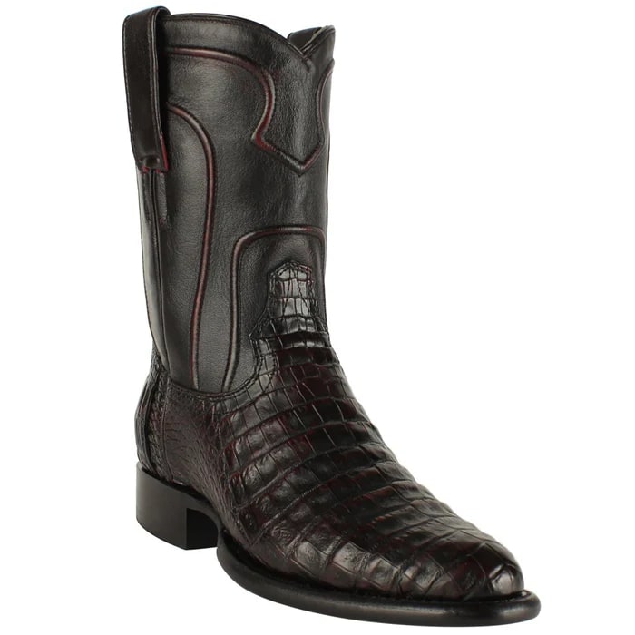 Los Altos Boots - Mens Dress Cowboy Boot - Low Priced Black Cherry Caiman Roper Boots- in Black Los Altos Boots - Mens Dress Cowboy Boot - Low Priced Black Cherry Caiman Roper Boots- in Black