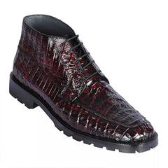 Los Altos Black Cherry Caiman Belly Sole Mens Boots