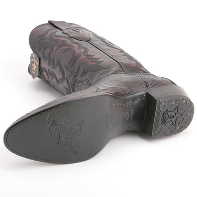 Los Altos Men's Black Cherry Teju Lizard Round Toe Boots 2   - from alligatorwarehouse.com