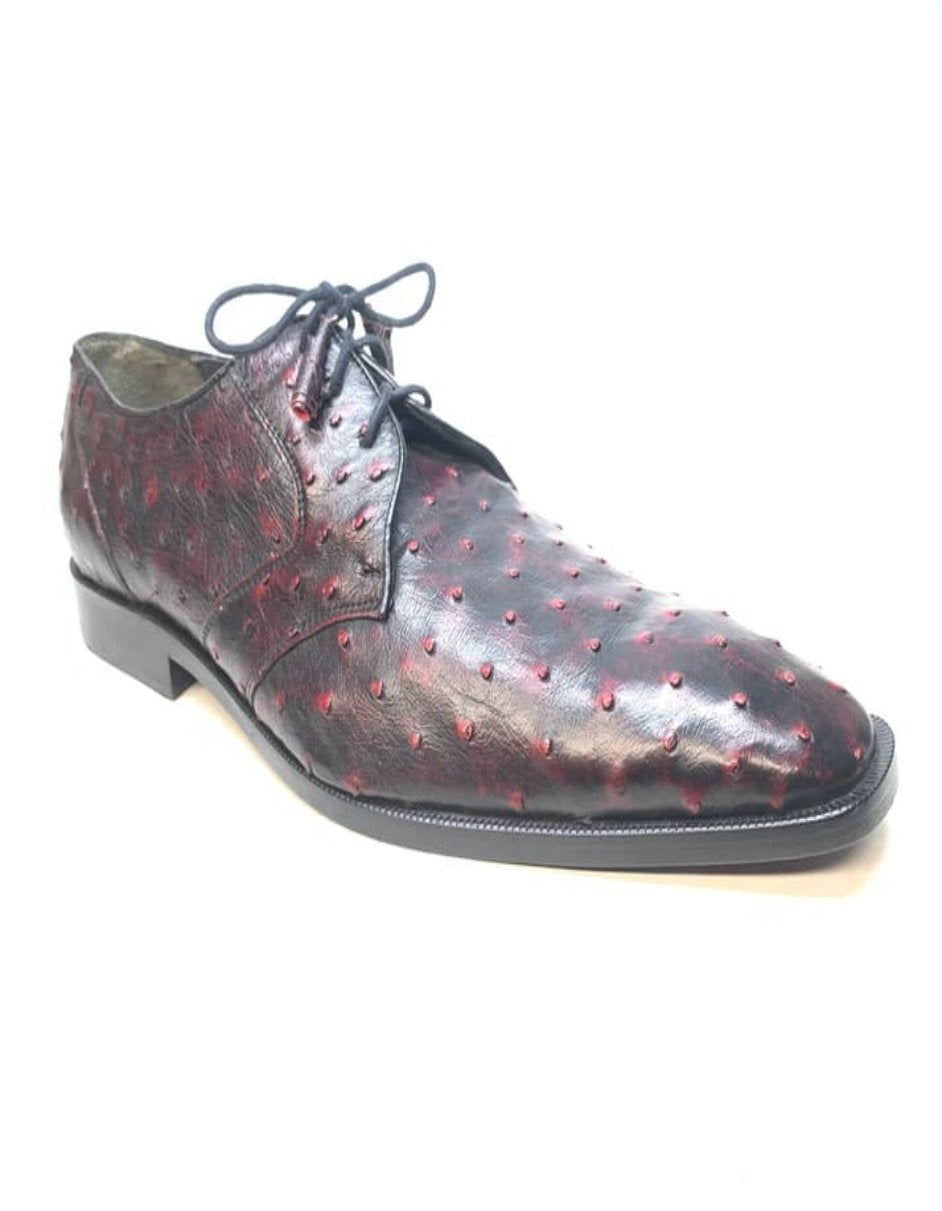 Los Altos Black & Cherry Ostrich Quill Lace Up Dress Shoes Los Altos Black & Cherry Ostrich Quill Lace Up Dress Shoes