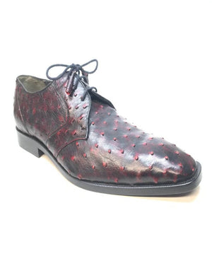 Los Altos Black & Cherry Ostrich Quill Lace Up Dress Shoes