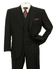 Pleated?ÿDress?ÿMen?ÿSuits - Mens 2 button Pleated Pant Black Double Breasted Suit