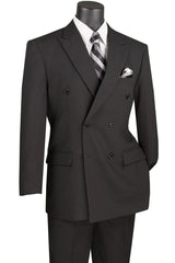 Mens Classic Double Breasted Black Poplin Suit