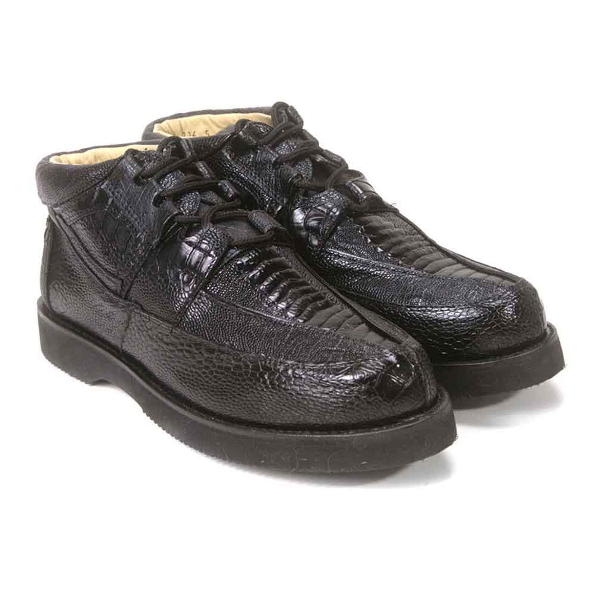 Los Altos Casual Black Full Ostrich Leg Shoes Los Altos Casual Black Full Ostrich Leg Shoes