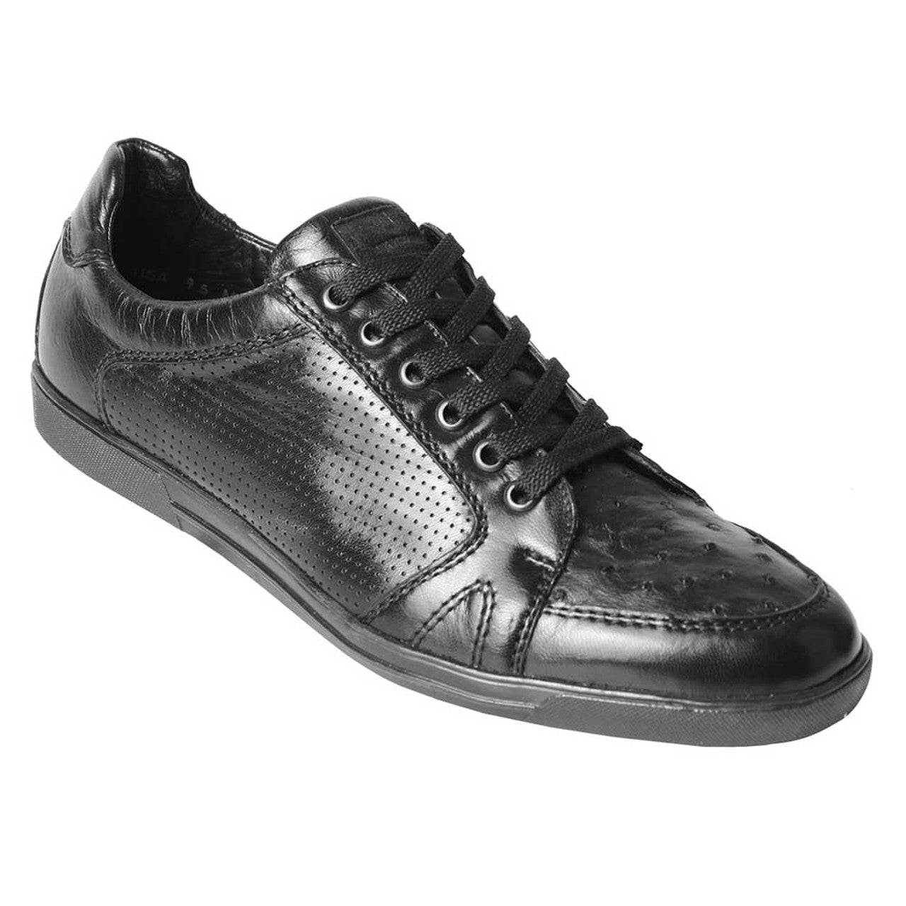 Los Altos Black Genuine Ostrich Casual Shoes 1   - from alligatorwarehouse.com