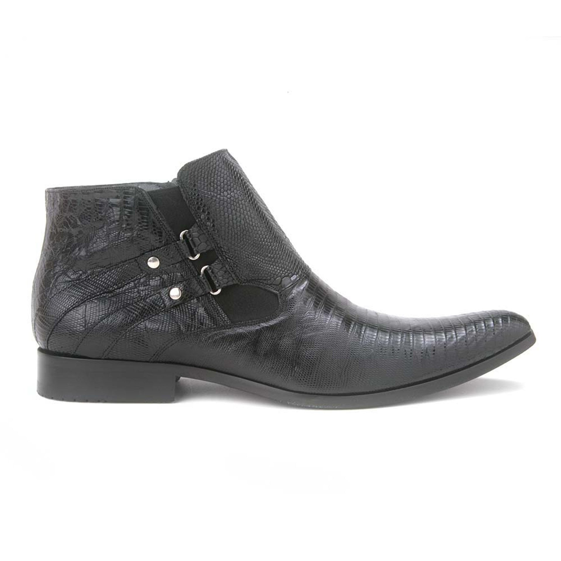 Los Altos Men's Black Genuine Lizard Ankle Boots 2   - from alligatorwarehouse.com
