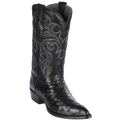 J Toe Cowboy Boots - J Toe Western Boots - Los Altos Boots - Mens Dress Cowboy Boot - Low Priced Black Ostrich Cowboy Boots J-Toe - in Black 1   - from alligatorwarehouse.com