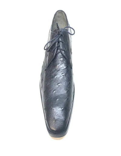 Los Altos Black Ostrich Quill Lace Up Dress Shoes 2   - from alligatorwarehouse.com