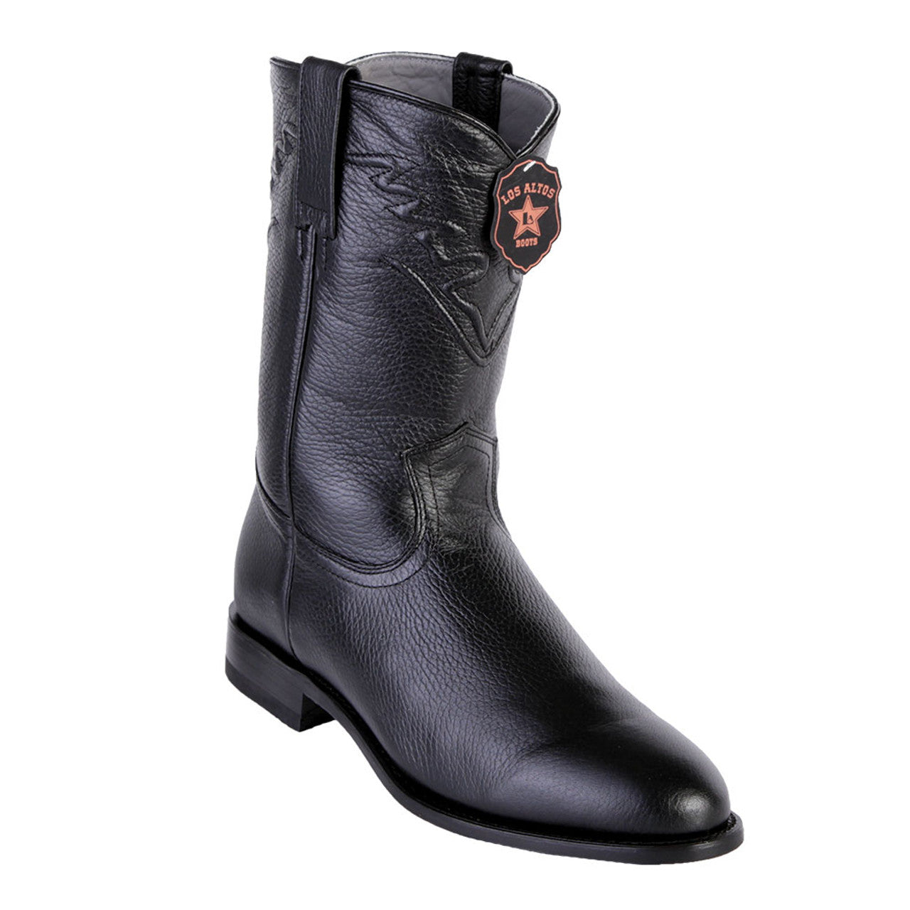 Los Altos Roper Men’s Black Elk Leather Boots 1   - from alligatorwarehouse.com