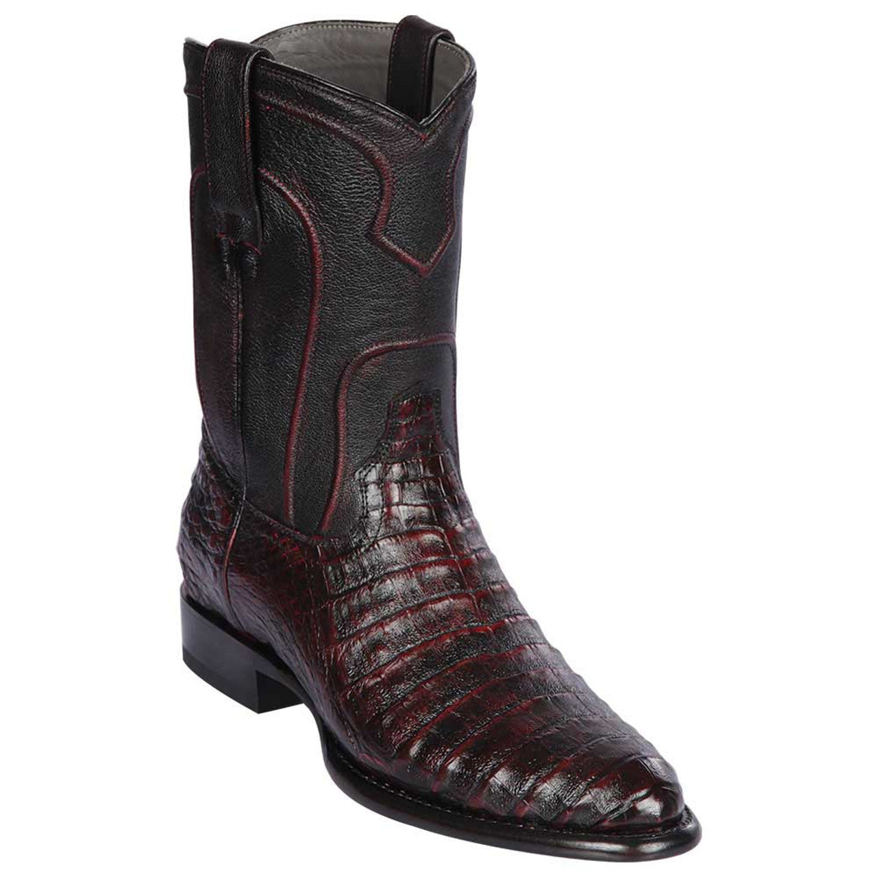 Los Altos Men's Original Caiman Belly Cherry Black Roper Toe Boots Los Altos Men's Original Caiman Belly Cherry Black Roper Toe Boots