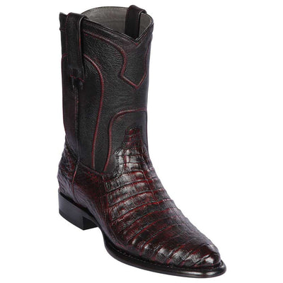Los Altos Men's Original Caiman Belly Cherry Black Roper Toe Boots 1   - from alligatorwarehouse.com