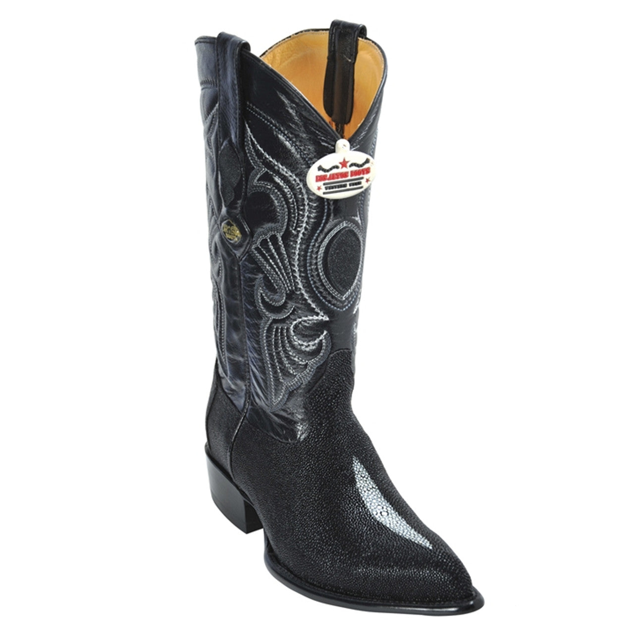 Los Altos Men's Exquisite Black Genuine Single Stone Stingray Boots 1   - from alligatorwarehouse.com