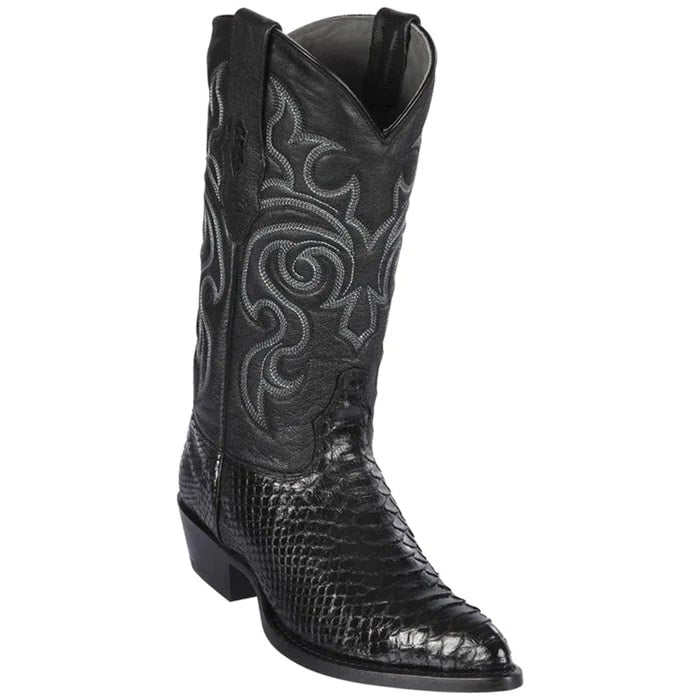Los Altos Boots - Mens Dress Cowboy Boot - Low Priced Black Snakeskin Boots- in Black 1   - from alligatorwarehouse.com