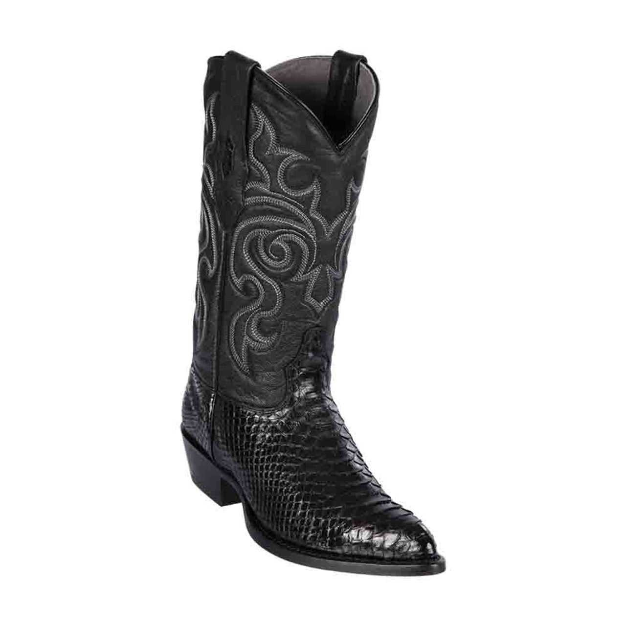 Los Altos Men's Black Genuine Python Snakeskin Boots 1   - from alligatorwarehouse.com
