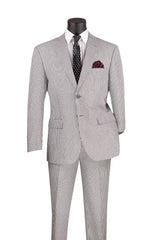 Mens Vinci 2 Piece Seersucker Black Notch Lapel Suit