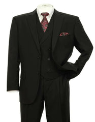 Pleated Suit - Mens Suits With Pleated Pant - Regular Fit Suit - Black Suit