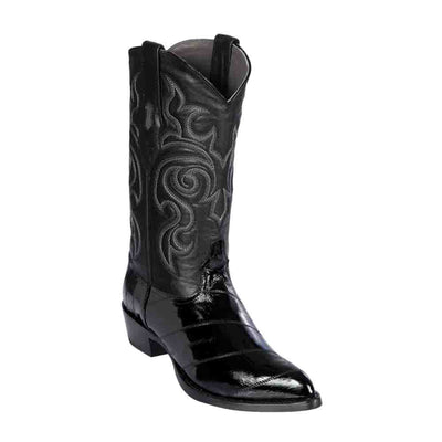 Los Altos Men's Black Eel Skin J Toe Boots 2   - from alligatorwarehouse.com