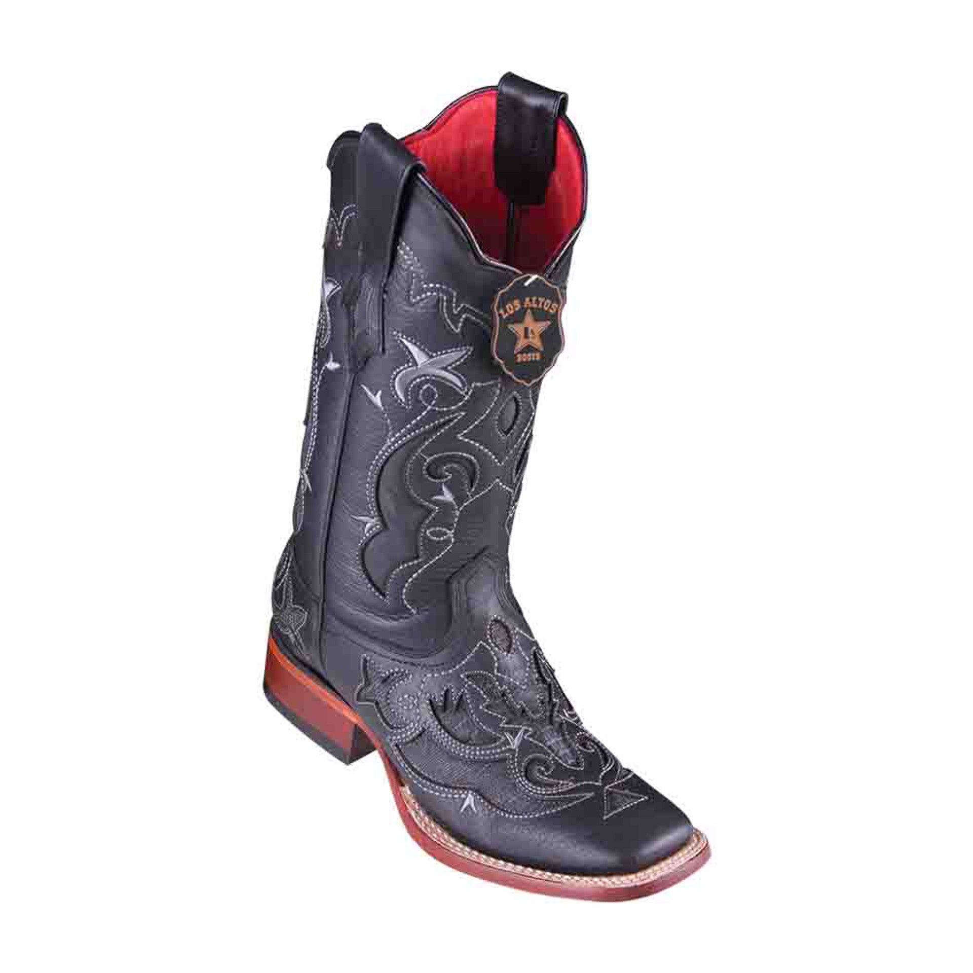 Los Altos Teju Lizard Black Square Toe Women’s Boot 1   - from alligatorwarehouse.com