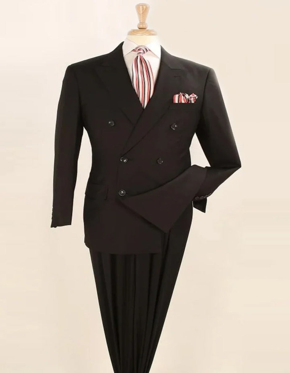 Pleated Suit - Mens Suits With Pleated Pant - Regular Fit Suit - Wool Black Suit