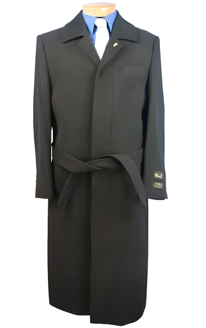 Blue Martini Aero Dark color black Full Length Wool fabric Blend Long men's Dress Topcoat - Winter coat 1   - from alligatorwarehouse.com