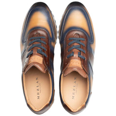 Men's Latini Blue Multi-Tone Genuine Calfskin Sneakers By Mezlan Made In Spain Brand
