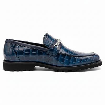 Men's Mauri Casual Alligator Loafers Blue Metal Bit Debonair