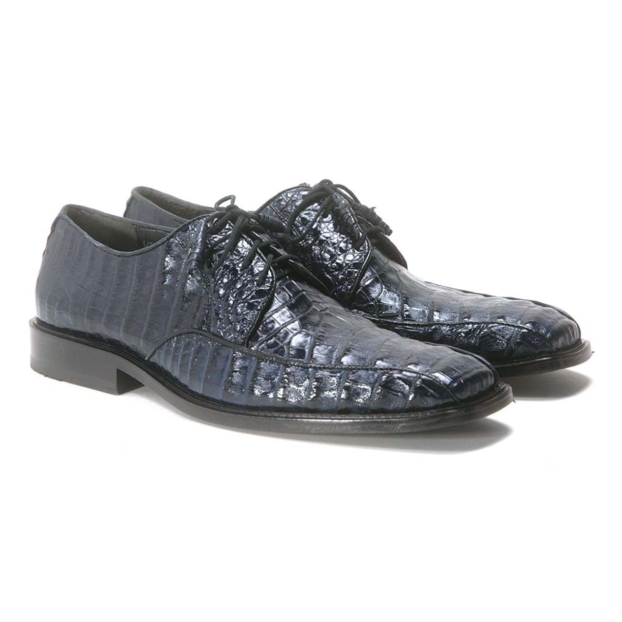 Los Altos Oxford Blue Caiman & Belly Crocodile Shoes 7   - from alligatorwarehouse.com