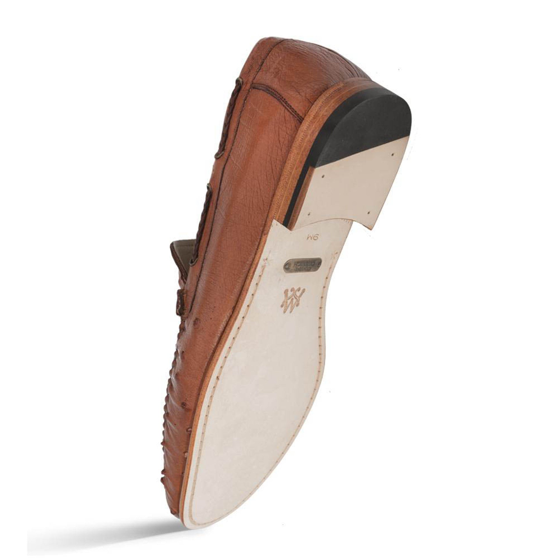 Brandy Genuine Ostrich Dress Moccasin By Mezlan Made In Spain Brand 4   - from alligatorwarehouse.com