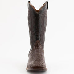 Ferinni Boot - Mens Dress Cowboy Boot  - Ferrini Men's Dakota Hornback Caiman Boots - Square Toe Handcrafted Brown