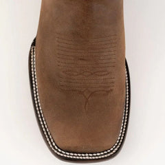 Ferinni Boot - Mens Dress Cowboy Boot  - Ferrini Men's Hunter Square Toe Boots Handcrafted - Brown