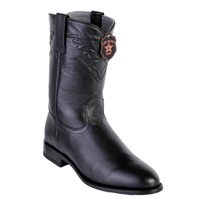 Los Altos Boots - Mens Dress Cowboy Boot - Low Priced Elk Roper Boots- in Black 1   - from alligatorwarehouse.com