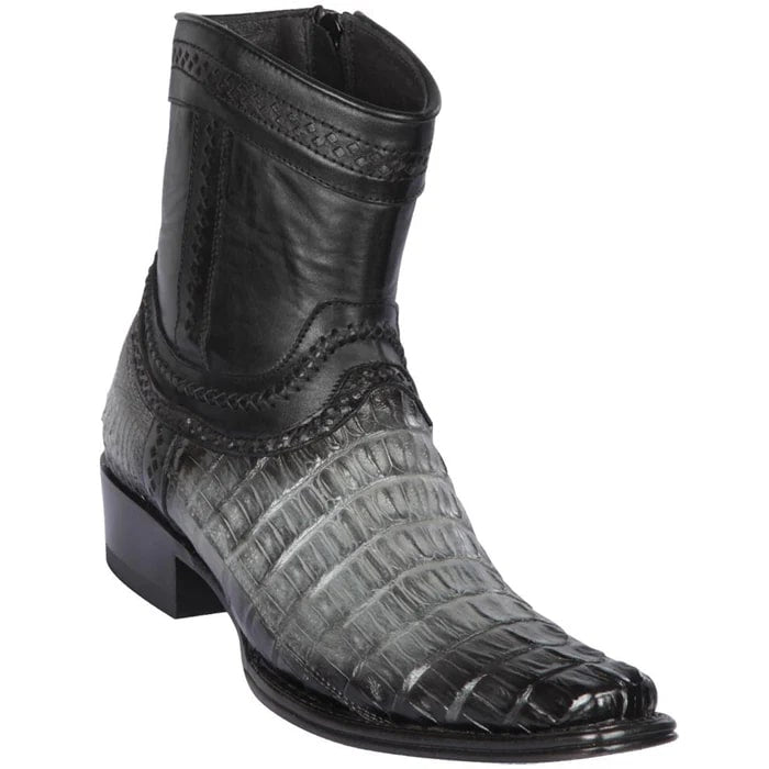 Los Altos Boots - Mens Dress Cowboy Boot - Low Priced  Ankle Caiman Tail Boots- in Grey 1   - from alligatorwarehouse.com