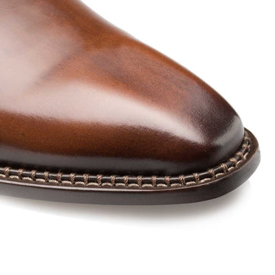 Enterprise Brown Calfskin Men’s Plain Toe Shoe By Mezlan Made In Spain Brand 4   - from alligatorwarehouse.com