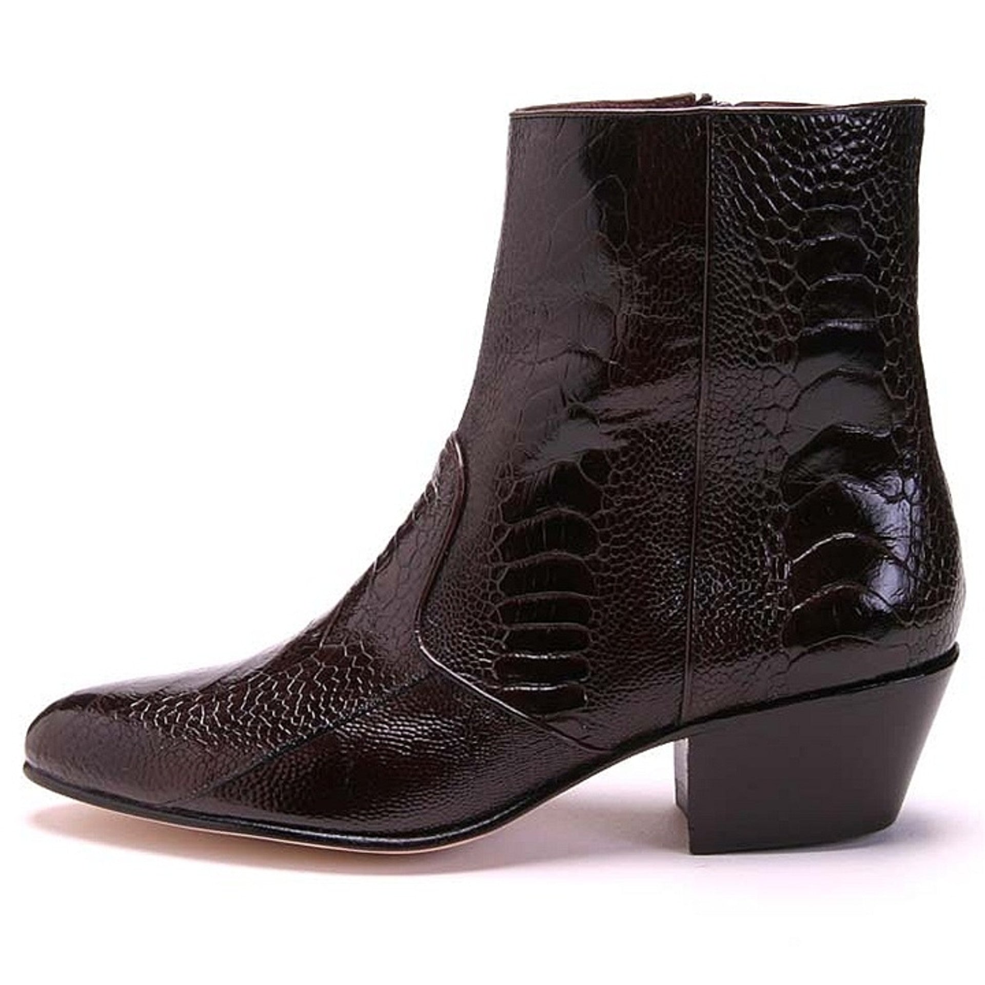 Los Altos Mens Brown Genuine Ostrich Leg Leather Ankle Boots 3   - from alligatorwarehouse.com