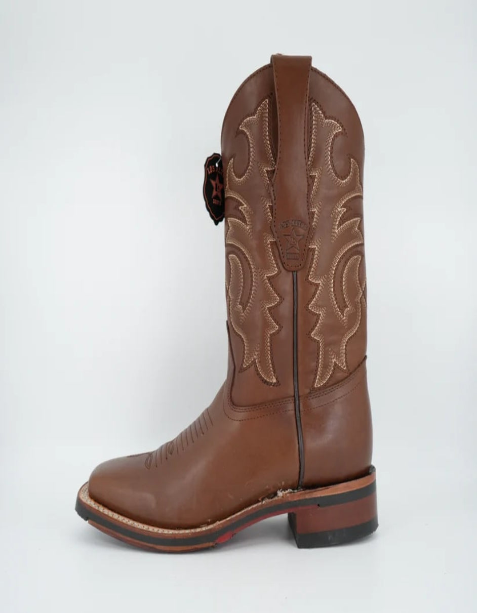 Los Altos Men's Brown Genuine Pirarucu Wide Square Toe Boot 4   - from alligatorwarehouse.com