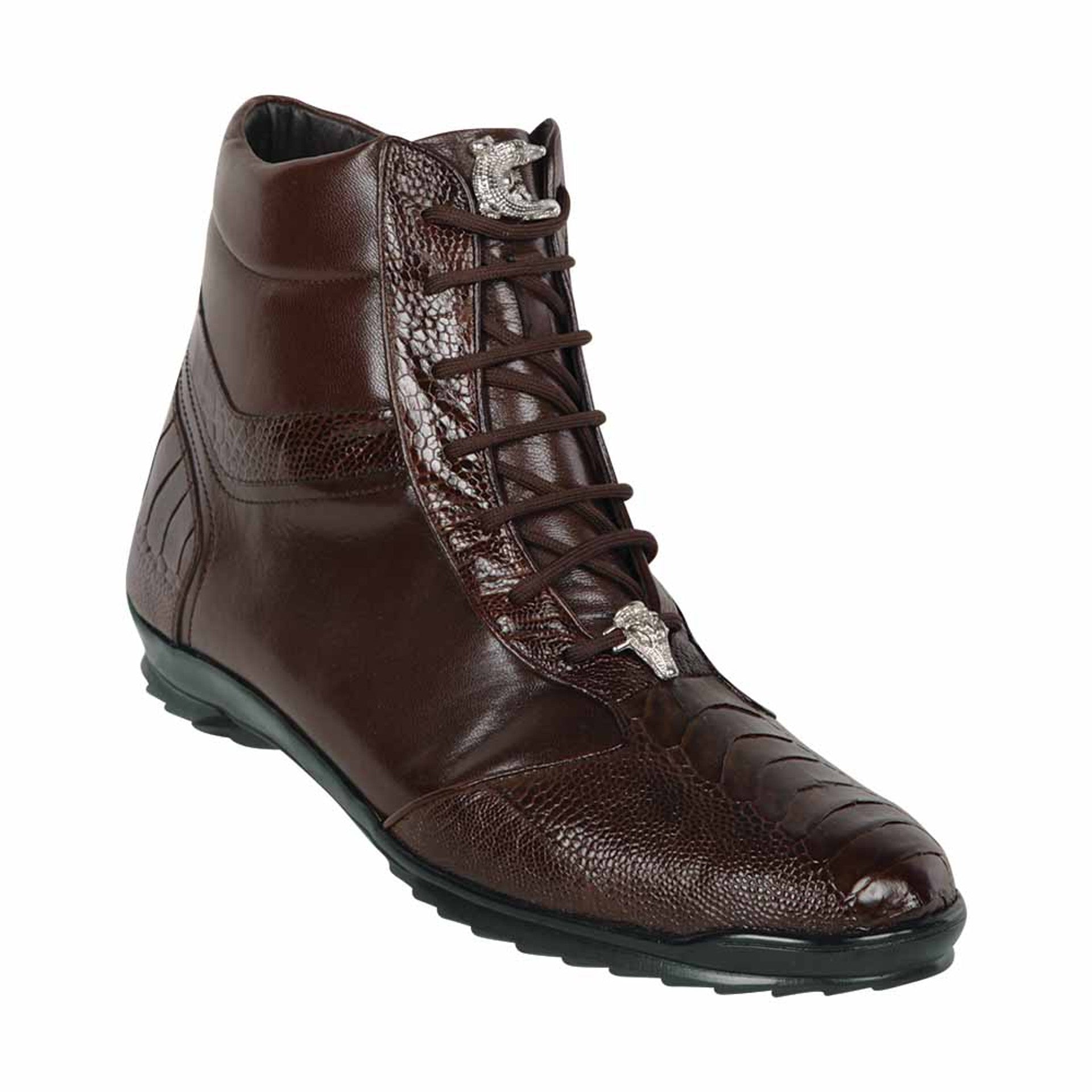 Los Altos Genuine Ostrich Leg Brown Casual Ankle Boot 1   - from alligatorwarehouse.com