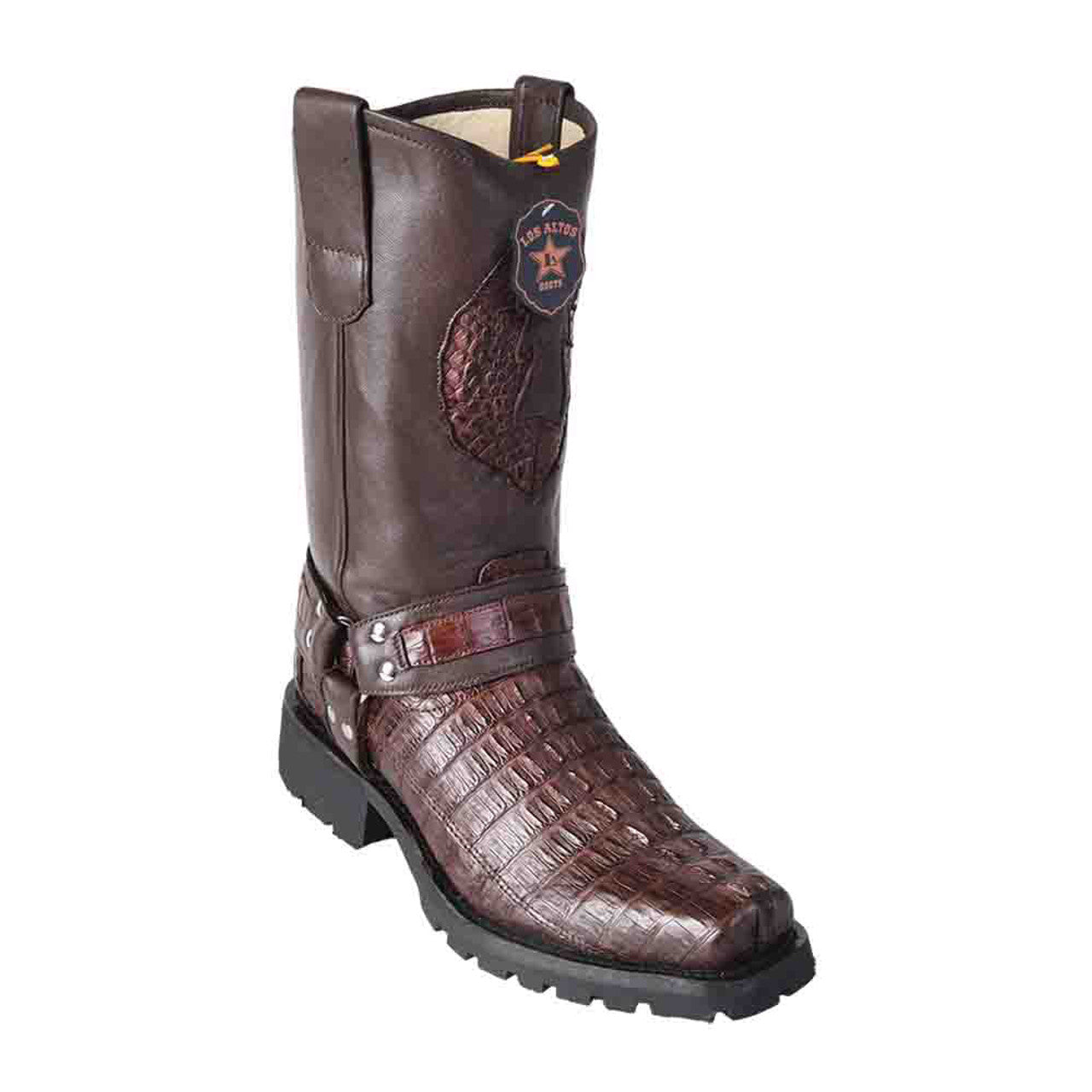 Los Altos Brown Genuine Crocodile Biker Boot 2   - from alligatorwarehouse.com