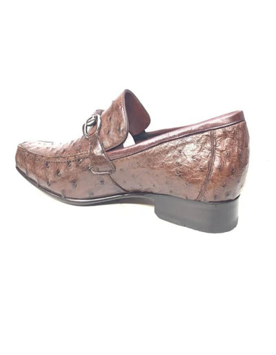 Los Altos Men's Brown Ostrich Quill Buckled Dress Loafers 3   - from alligatorwarehouse.com